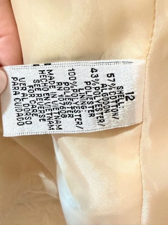 Vtg Isabella Suits 2-Piece Skirt Set Size 12 Cream Jacquard Floral Blazer Ruffle - Picture 8 of 15